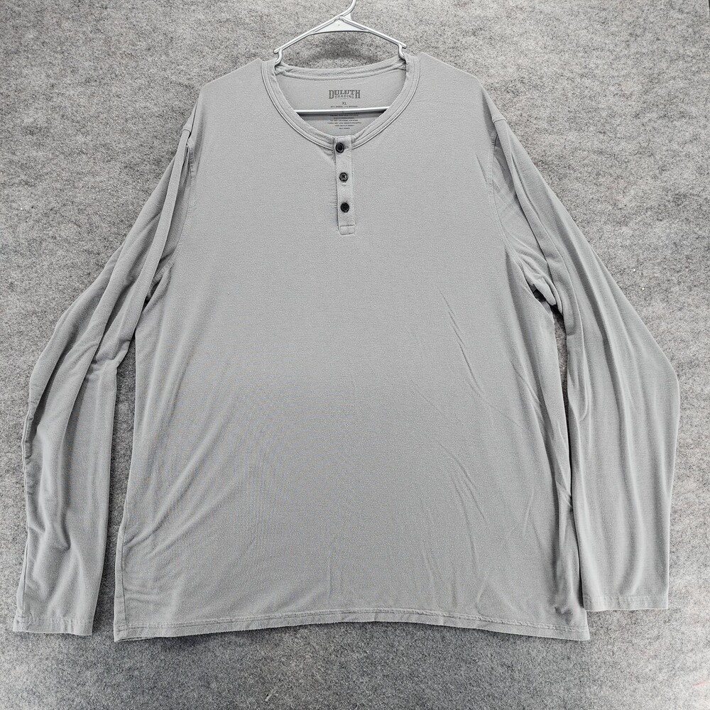 Duluth Shirt Mens Extra Large Long Sleeve Gray Henley